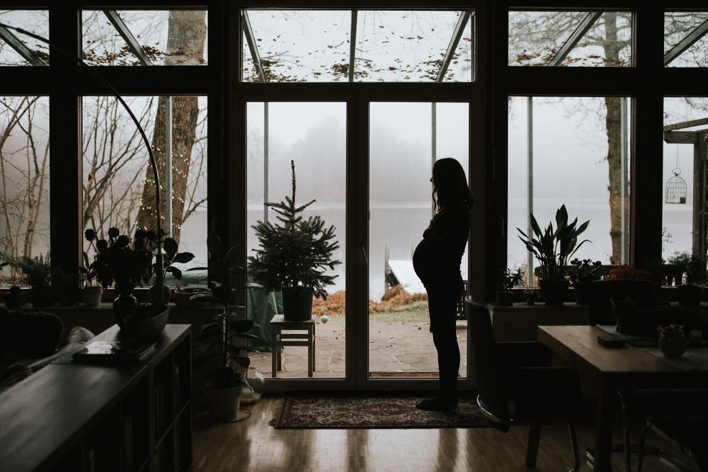 Schwangere vor Fensterfront - Babybauchfotos, Schwangerschaftsportraits Klagenfurt Kärnten